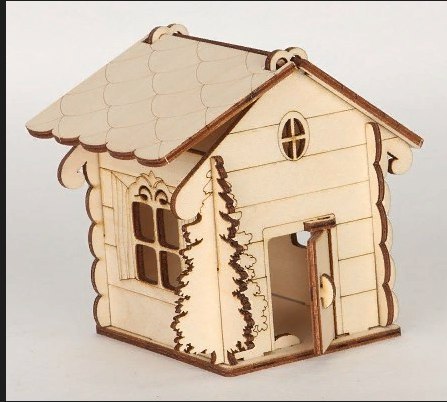 Laser Cut House Shaped Box With Tree Free Vector