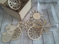 Laser Cut Wooden Box With Snowflake Toys 100x100x75mm Free Vector