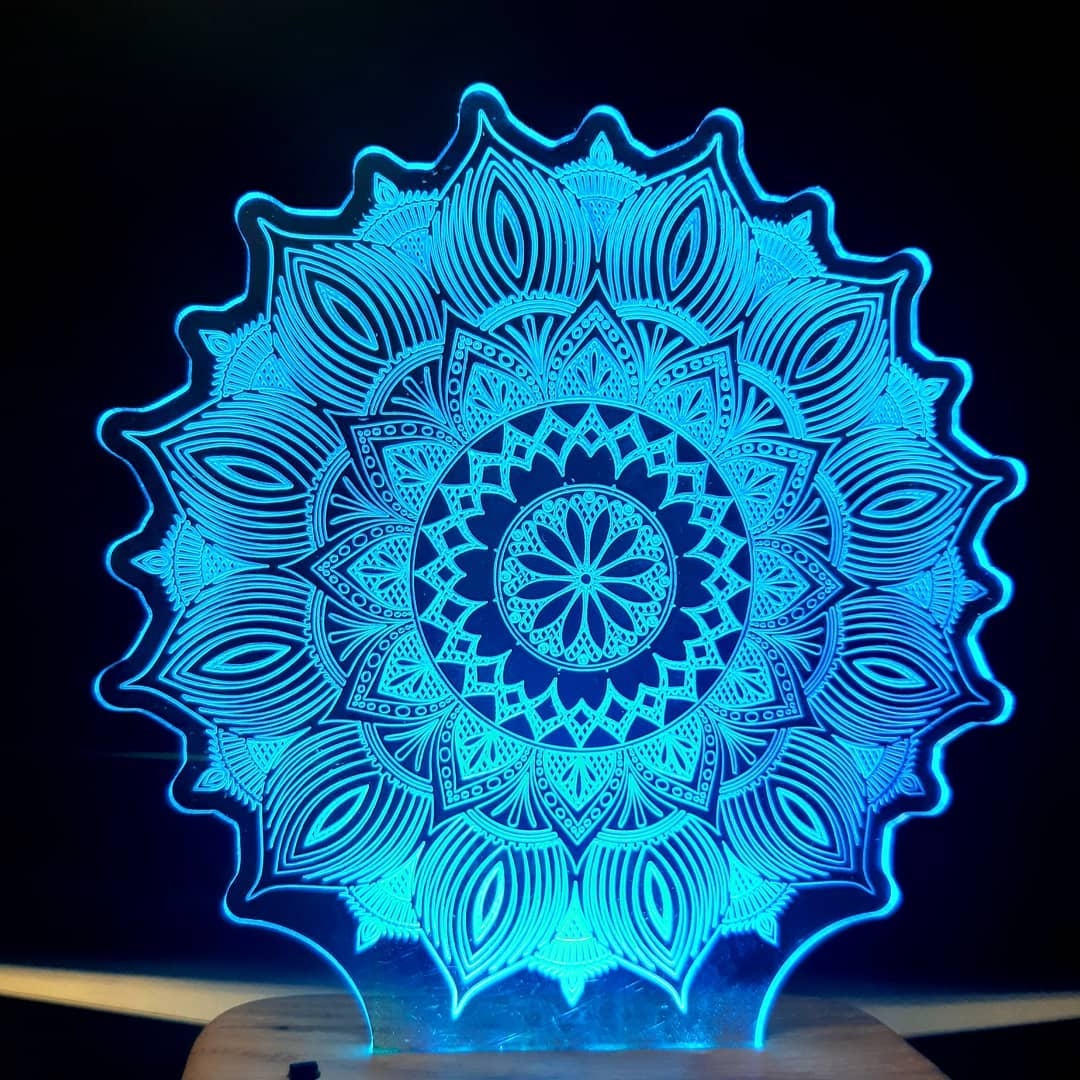 Laser Cut Star Mandala 3D Illusion Lamp 3D Night Light DXF File