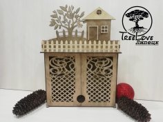 Laser Cut Key Cabinet Wooden Key Holder Box Wall Mounted Decorative Key Rack 3mm Free Vector