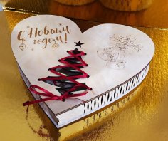 Laser Cut Valentine Day X-mas New Year Heart Shape Gift Box Free Vector