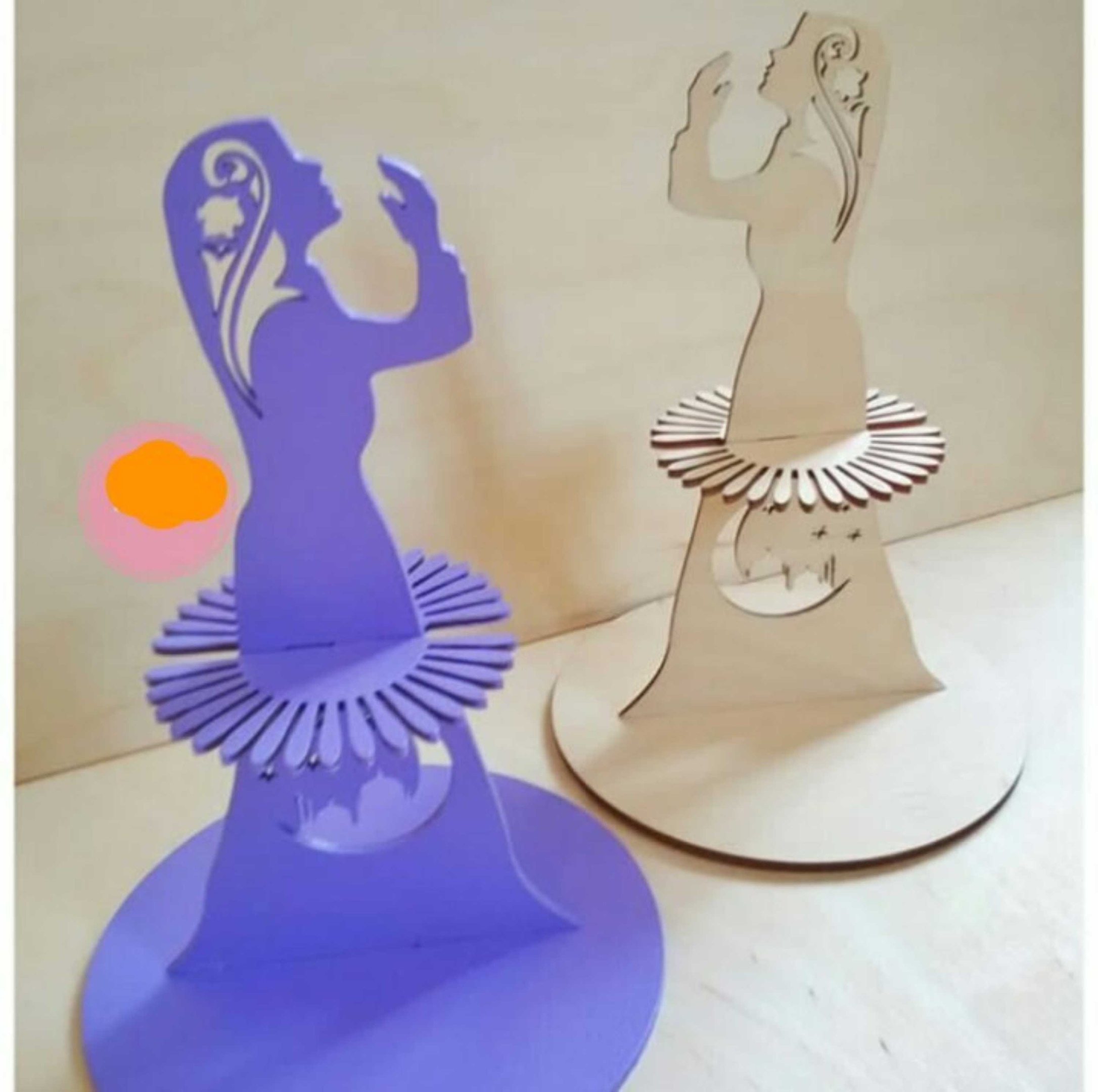 Laser Cut Muslim Girl Praying Napkin Holder Free Vector