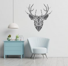 Laser Cut Deer Head Polygonal Panel Wall Decor Free Vector