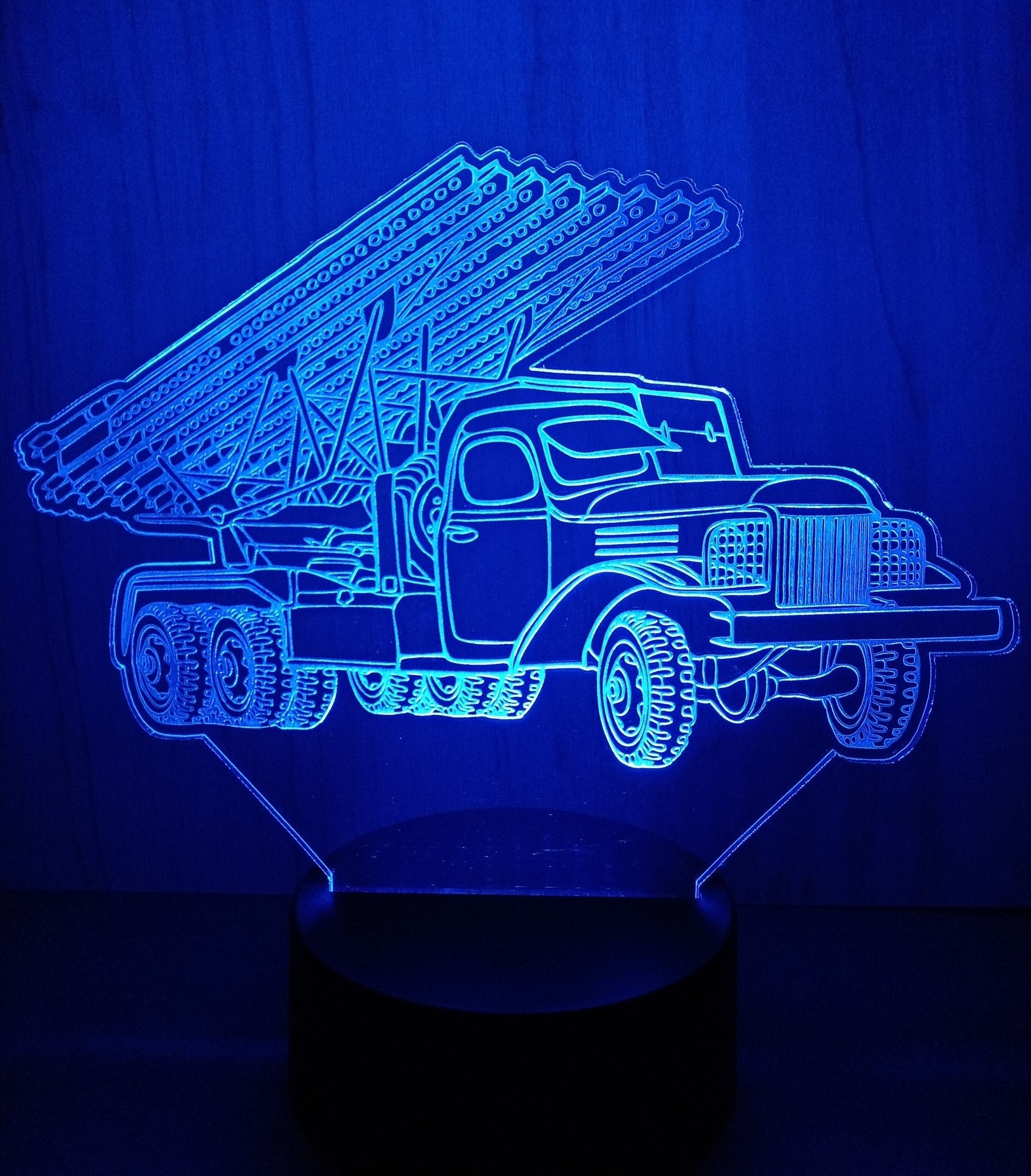 Laser Cut Acrylic LED Lamp Multi Barrel Rocket Launcher Free Vector