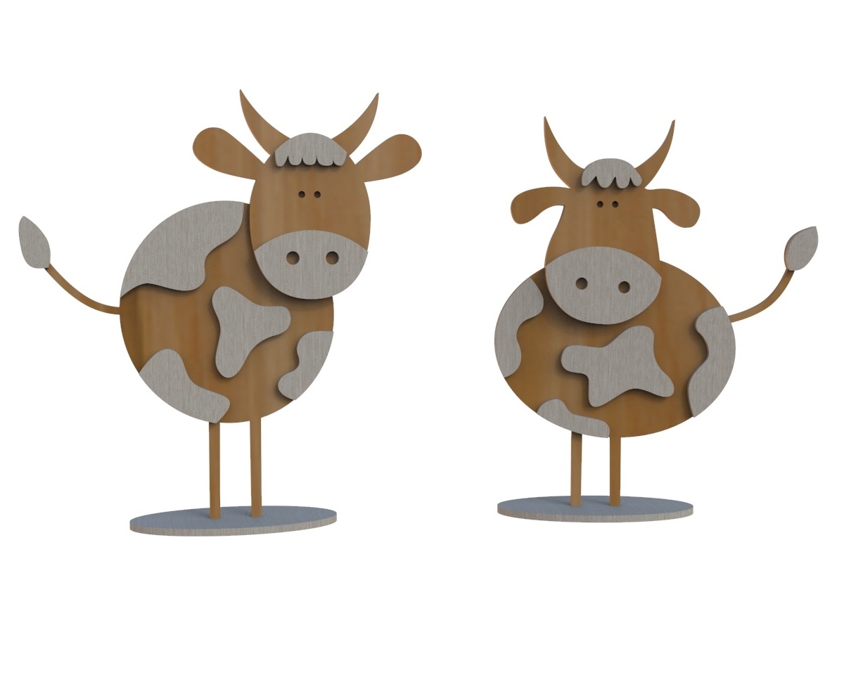 Laser Cut Wooden Bull Figurine Kids Toy 4mm Free Vector