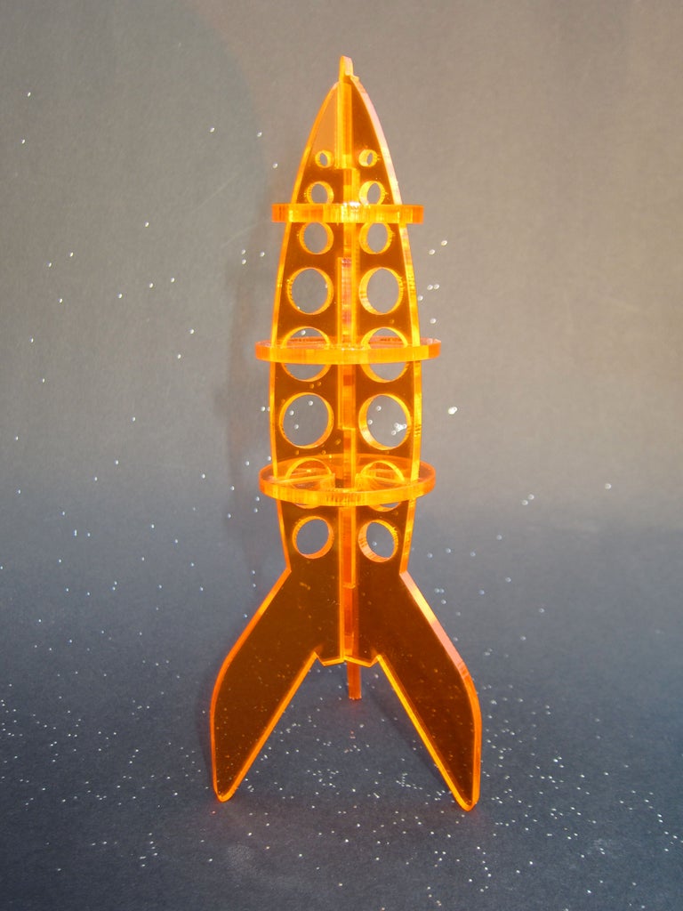 Laser Cut Retro Rocket Acrylic PDF File