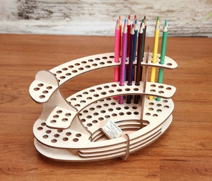 Laser Cut Wood Pencil Holder Pen Stand Pencil Storage Organizer 3mm Free Vector