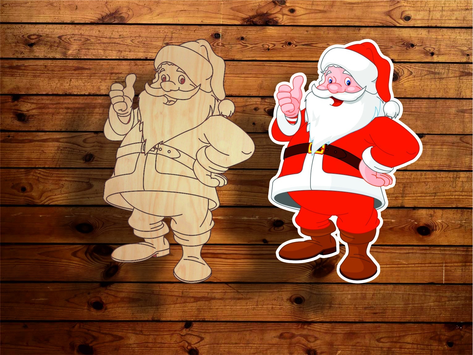 Laser Cut Engrave Santa Claus Christmas Decoration Free Vector