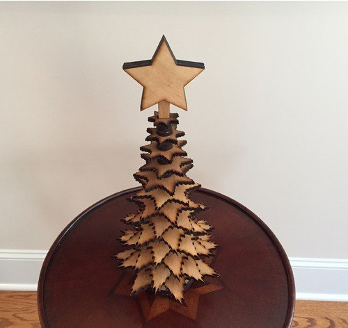 Laser Cut Mini Tabletop Christmas Tree Free Vector