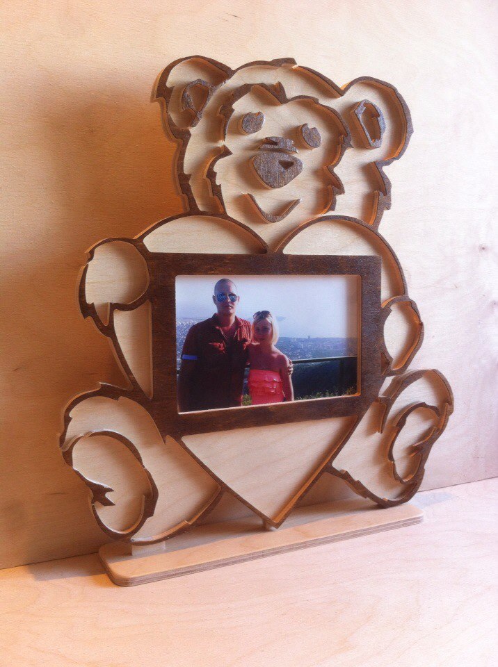 Laser Cut Teddy Bear Photo Frame DXF File